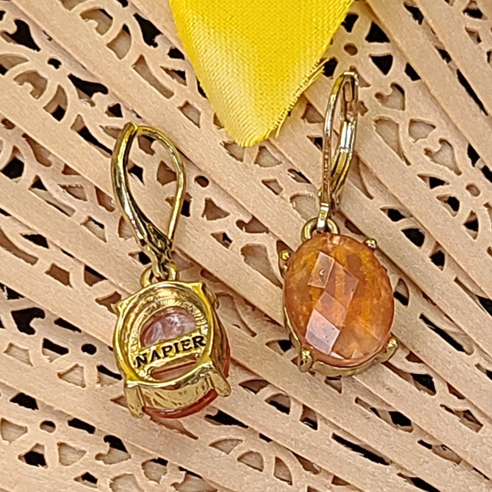 Napier Gold and Orange Drop Earrings